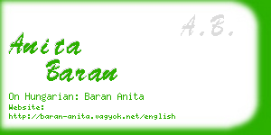 anita baran business card